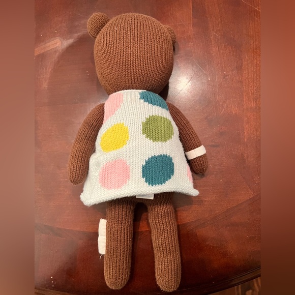 CUDDLE + KIND Ivy the Bear 13” Hand Knit Stuffee Animal - Picture 8 of 8